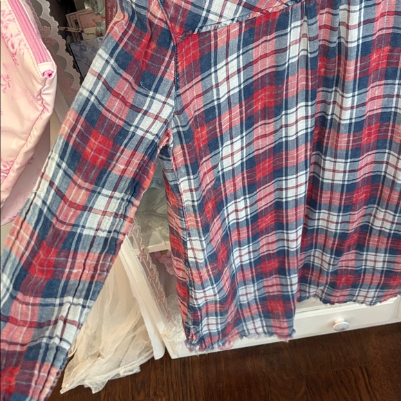 Sneak Peek Red and Blue Plaid Button Down Shirt - Picture 4 of 5